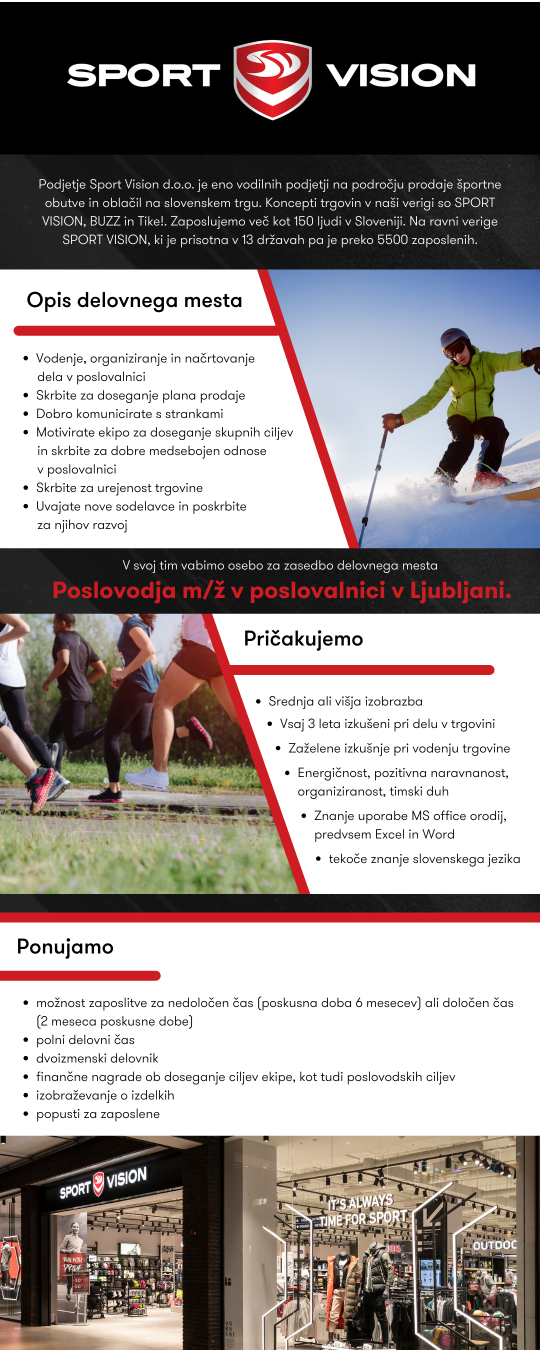 Poslovodja m/ž v poslovalnici v Ljubljani